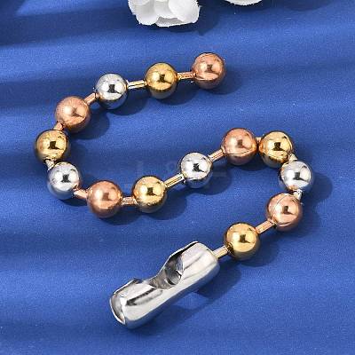 304 Stainless Steel Round Beaded Bracelets for Women Men BJEW-K240-10A-1