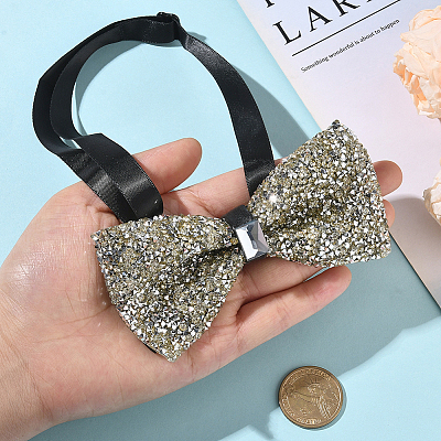 1Pc Polyester with Rhinestone Bow Ties for Bridegroom AJEW-SP0003-32E-1