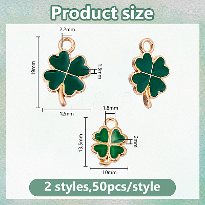 100Pcs 2 Styles Alloy Enamel Pendants ENAM-DC0002-06-1