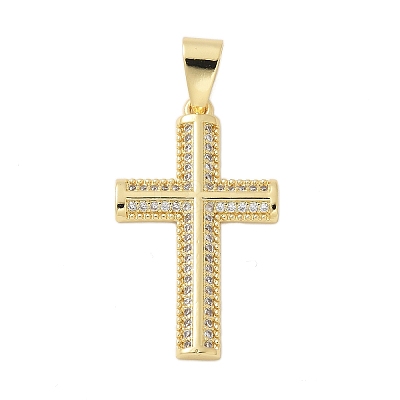 Brass Micro Pave Cubic Zirconia Pendants KK-P293-21E-G-1