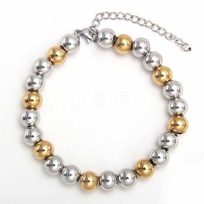 Simple Fashion Round 304 Stainless Steel Beaded Bracelets for Women UG2742-19-1