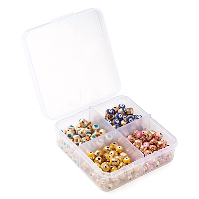 200Pcs 4 Colors Alloy Enamel Beads ENAM-LS0001-82-1