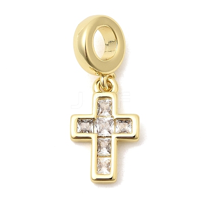 Brass Pave Clear Cubic Zirconia European Dangle Charms KK-A296-12A-G-1