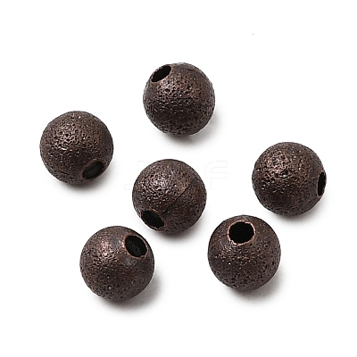 Red Copper Color Brass Textured Round Beads X-EC247-NFR-1
