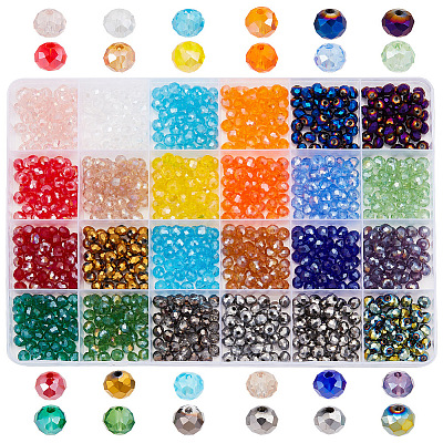 1008Pcs 24 Colors Electroplate Glass Beads Strands EGLA-HY0001-06-1