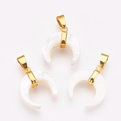 Natural White Shell Mother of Pearl Shell Pendants KK-G346-01A-1