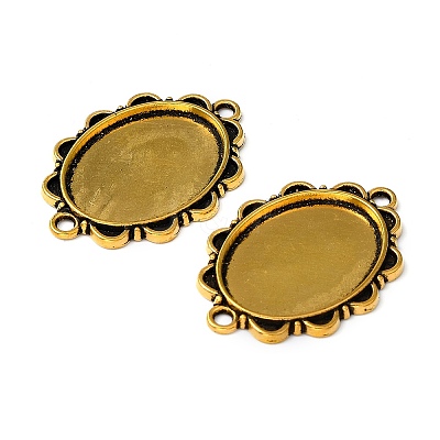 Tibetan Style Alloy Cabochon Connector Settings TIBE-N011-25AG-RS-1