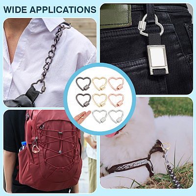 8Pcs 4 Colors Zinc Alloy Screw Carabiner Lock Charms FIND-ME0003-39-1