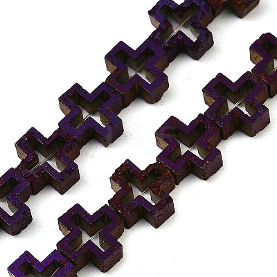Electroplated Natural Lava Rock Beads Strands G-K388-02D-1