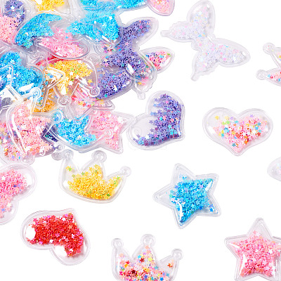 40Pcs 20 Style Crown/Star/Heart/Bowknot Plastic Cabochons KY-TA0001-27-1