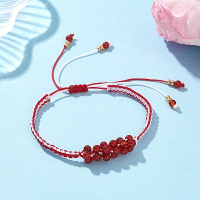 Natural Carnelian Beaded Braided Bead Bracelets BJEW-MZ00253-01-1