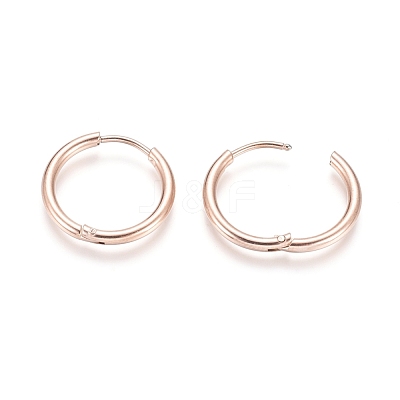 Ion Plating(IP) 304 Stainless Steel Huggie Hoop Earrings EJEW-F111-18mm-RG-1