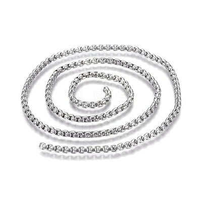 Tarnish Resistant 304 Stainless Steel Box Chains STAS-P219-23-E-1