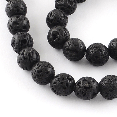 Dyed Natural Lava Rock Gemstone Round Bead Strands X-G-R293-05-1