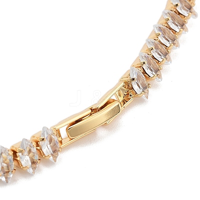 Brass Pave Clear Cubic Zirconia Horse Eye Link Bracelets BJEW-YWC0002-03B-G-1