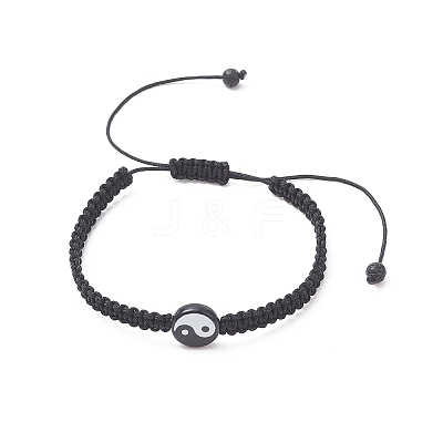 2Pcs 2 Color Acrylic Yin Yang Braided Bead Bracelets Set BJEW-JB09406-1