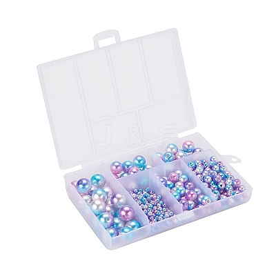 497Pcs 5 Style Rainbow ABS Plastic Imitation Pearl Beads OACR-YW0001-07C-1