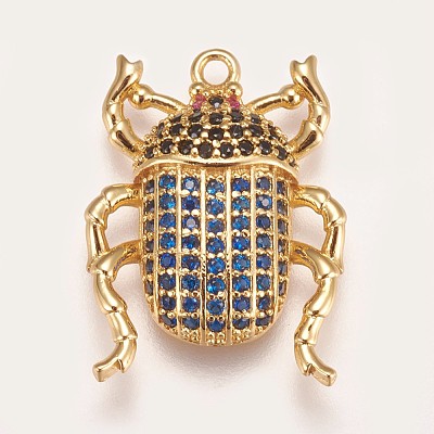 Brass Micro Pave Cubic Zirconia Pendants ZIRC-K078-04G-1