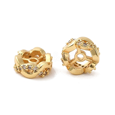 Rack Plating Brass Cubic Zirconia Beads KK-K349-04G-1