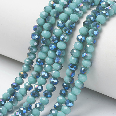 Electroplate Opaque Solid Color Glass Beads Strands EGLA-A034-P4mm-I01-1