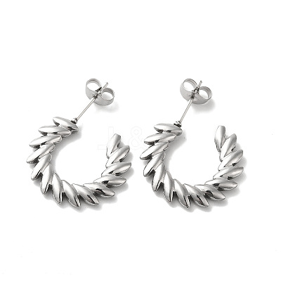 Non-Tarnish 304 Stainless Steel Leafy Branch Wrap Stud Earrings for Women EJEW-K243-05P-1