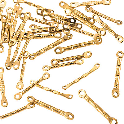 40Pcs 5 Styles 304 Stainless Steel Textured Bar Links Connector Charms STAS-TA0006-45-1