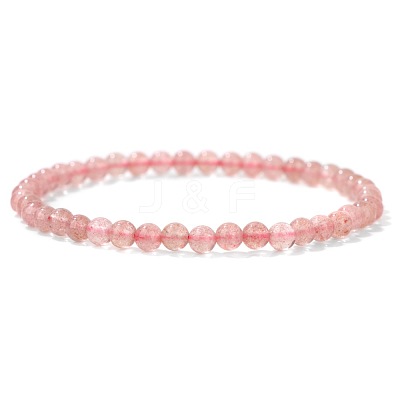 4mm Round Natural Strawberry Quartz Beads Bracelet for Men LS-KG3069-39-1