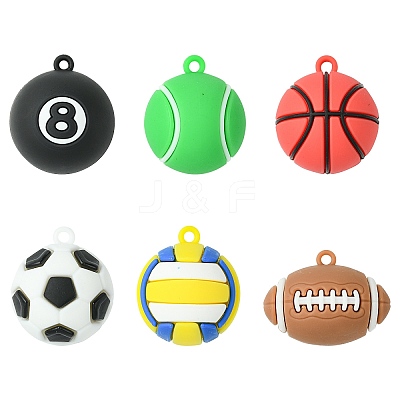 12Pcs 6 Styles PVC Opaque Plastic Pendants KY-CJ0002-15-1