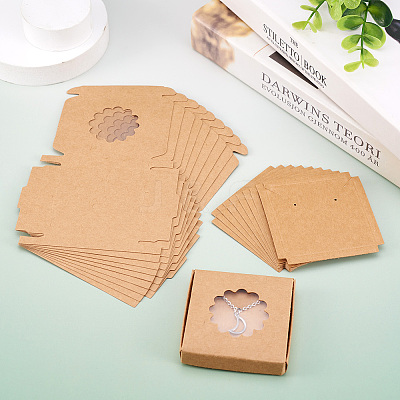 Square Kraft Paper Jewelry Storage Boxes CON-TAC0001-04A-1