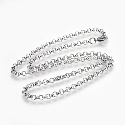 Non-Tarnish 304 Stainless Steel Rolo Chain Necklaces NJEW-F242-12P-C-1