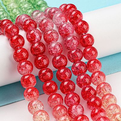 Spray Painted Crackle Glass Beads Strands DGLA-C002-8mm-06-1