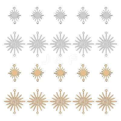 32Pcs 4 Styles Brass Solar Eclipse Links Connectors KK-DR0001-10-1