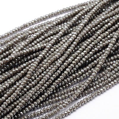 Faceted Rondelle Full Rainbow Plated Electroplate Glass Beads Strands EGLA-M004-2mm-A04-1