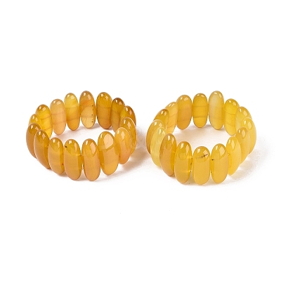 Oval Natural Agate Beaded Stretch Bracelets for Women Men G-Q601-23H-1