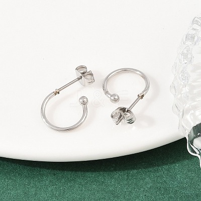 C-Shaped 304 Stainless Steel Stud Earrings EJEW-Z154-01P-01-1