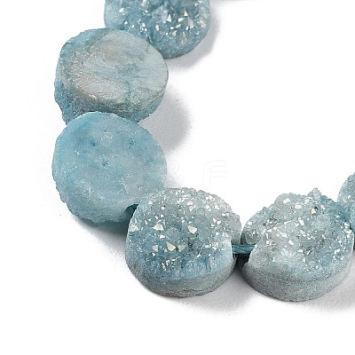 Electroplated Natural Druzy Agate Beads Strands G-M433-01I-1