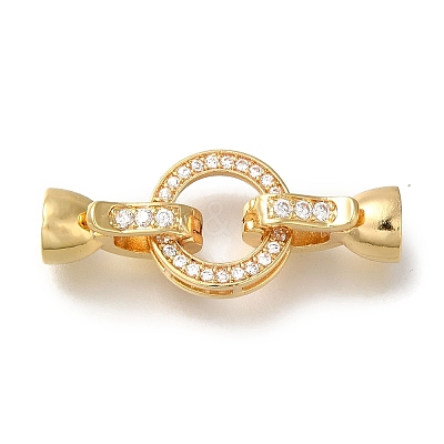 Brass Micro Pave Clear Cubic Zirconia Fold Over Clasps KK-H480-29G-1