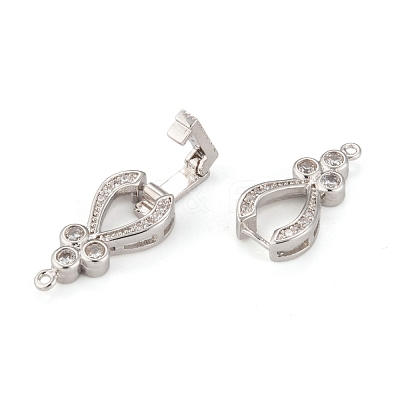 Brass Micro Pave Cubic Zirconia Fold Over Clasps ZIRC-F013-01P-FF-1
