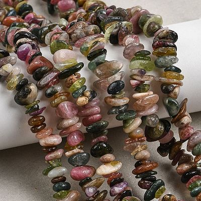 Natural Multicolor Tourmaline Chips Beads Strands F082-01-1