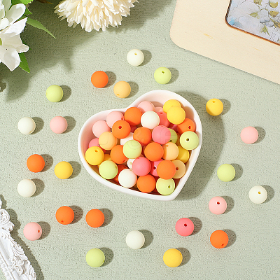 Rubberized Style Imitated Silicone Acrylic Beads MACR-PA0001-06B-03-1
