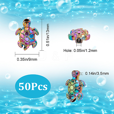 50Pcs Rack Plating Rainbow Color Alloy Beads FIND-SC0003-67-1