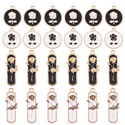 40Pcs 4 Style Alloy Enamel Pendants JX132A-1