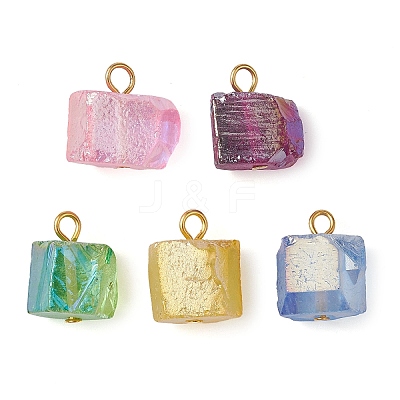 Electroplated Natural Quartz Beads Pendants PALLOY-JF02458-01-1