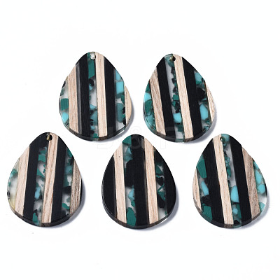 Stripe Resin & Walnut Wood Pendants RESI-N025-015A-D01-1