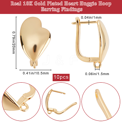 10Pcs Brass Hoop Earrings Findings FIND-BBC0002-17-1