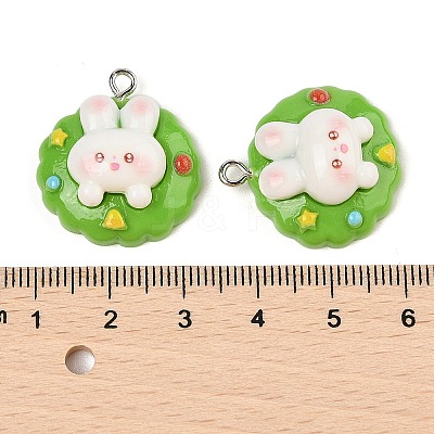 Christmas Theme Rabbit Opaque Resin Pendants RESI-S08-04D-1
