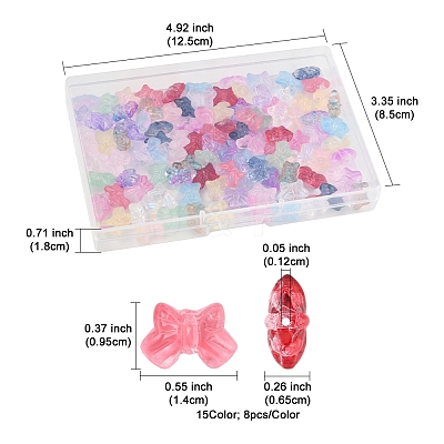 120Pcs 15 Colors Transparent Spray Paint Glass Beads GLAA-FS0002-12B-1