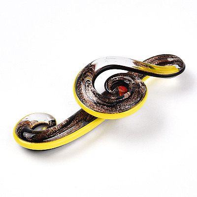 Handmade Gold Sand Lampwork Big Pendants LAMP-T023-08A-1
