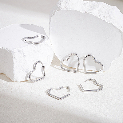 6 Pairs 3 Styles 304 Stainless Steel Hoop Earrings EJEW-UN0003-29C-1