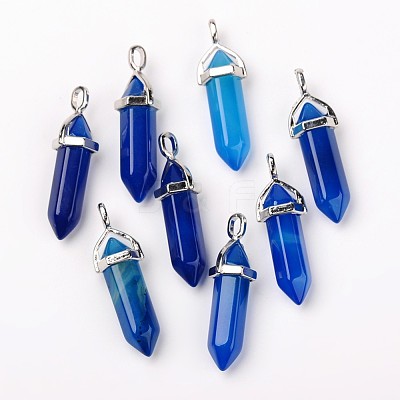 Natural Agate Double Terminated Pointed Pendants X-G-F295-05G-1